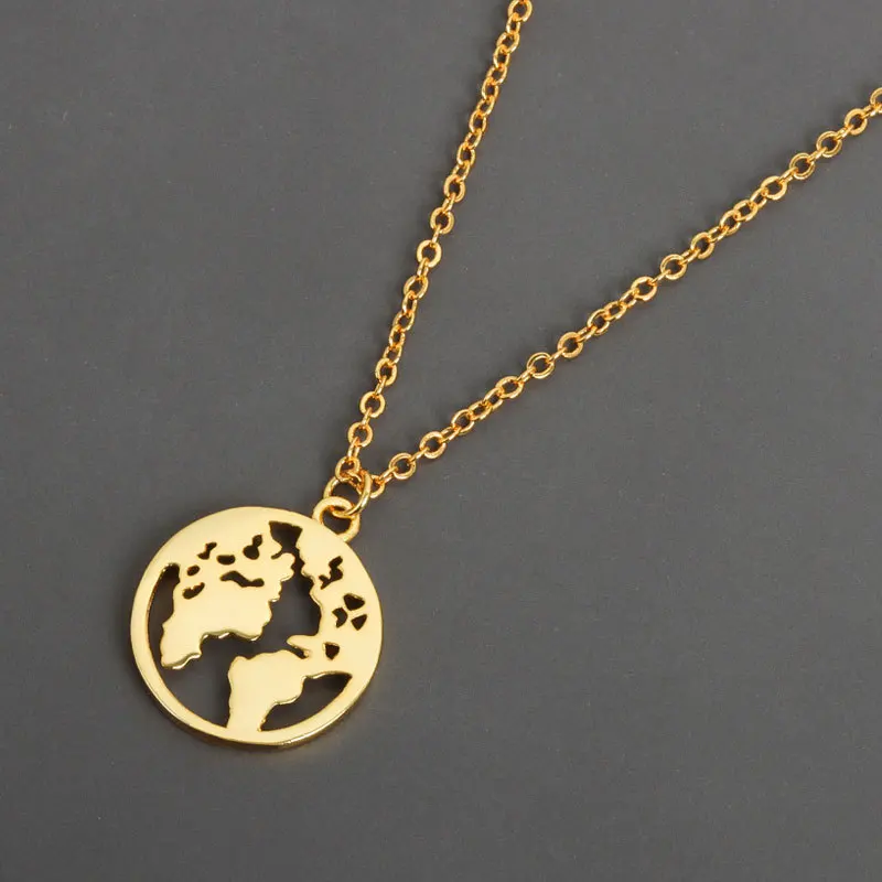 Тарелка &quotмонета" кулон с картой мира ожерелье для женщин полый шар контур