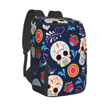 Protable Insulated Thermal Cooler Waterproof Lunch Bag Day Of Dead Skull Picnic Camping Backpack Double Shoulder Wine Bag