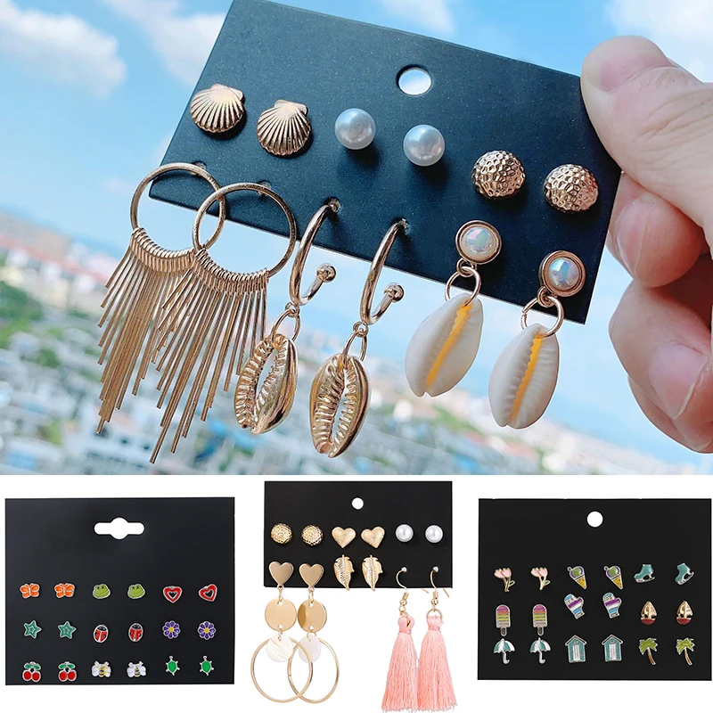 1 Набор серьги гвоздики с кисточкой Комплекты украшением в виде кристаллов Цвет