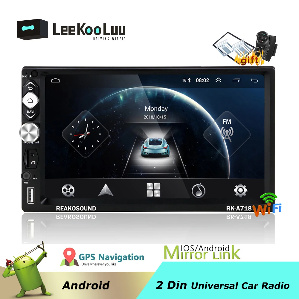 

Автомагнитола LeeKooLuu, 2 Din, Android, GPS-навигация, автомобильный стереоплеер 7 дюймов, автомобильный мультимедийный плеер MP5, Bluetooth, Wi-Fi, FM, аудио, сте...