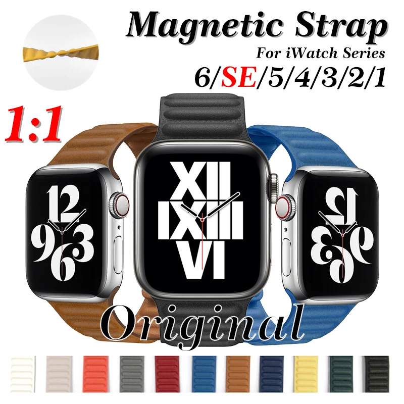 

Leather Loop Strong Magnetic Strap for Apple Watch Band 44mm 42mm 40mm 38mm for iWatch Series SE/6/5/4/3/2/1 Band Accessories