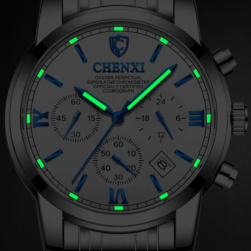 Часы мужские кварцевые с хронографом брендовые наручные из нержавеющей стали