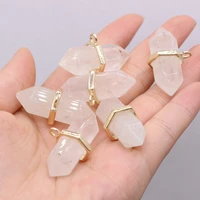 natural stones pendant clear quartz six prism two pointed exquisite charms for jewelry making diy bracelet necklaces accessories