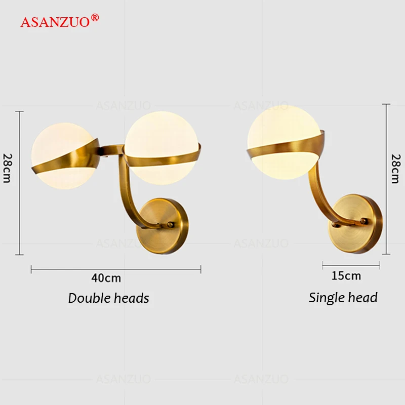 

Modern glass ball wall lights dining room bathroom bedroom bedside golden wall mounted lamp lighting Restaurant stair sconce