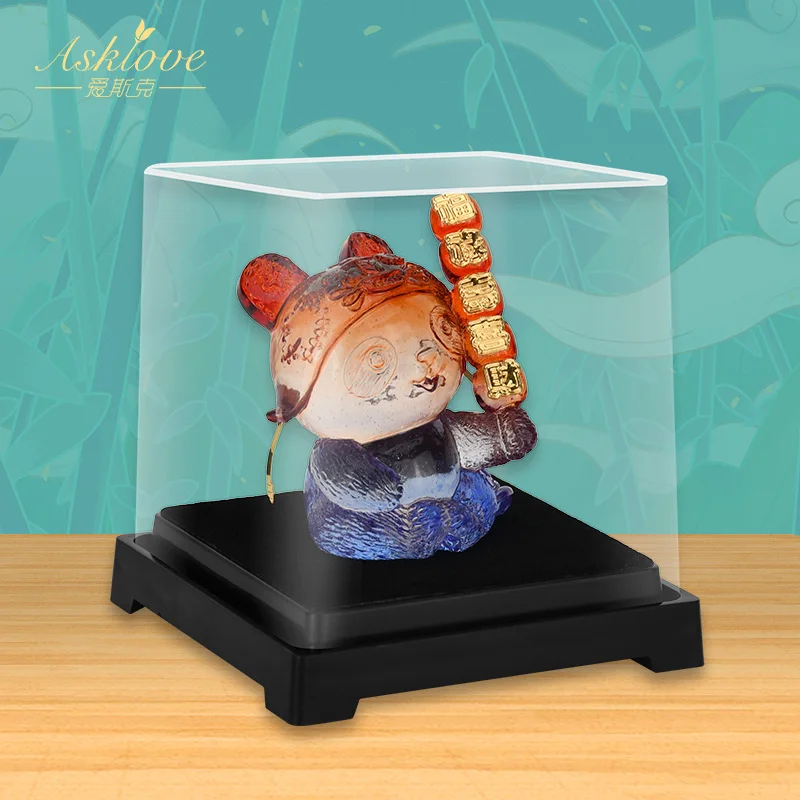

Panda Statue Figurine Gold Foil Crafts Fengshui Auspicious Lucky Decoration Handicraft Desktop Ornaments Home Decoration Gifts