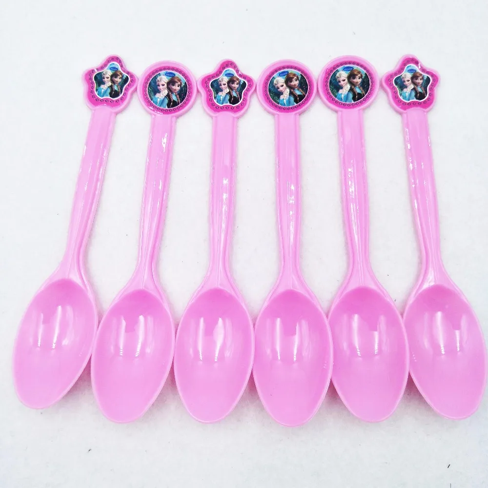 

10pcs/set Elsa and Anna Disposable Plastic Spoons Birthday Decoration Kids Babyfavor Cartoon Supplies Favors Set