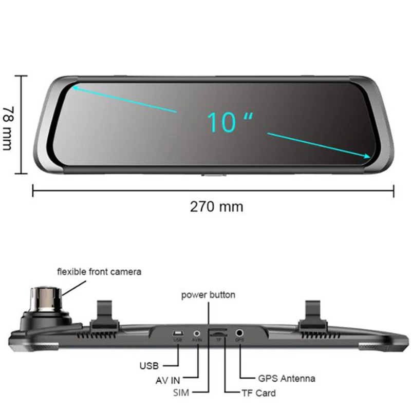 Автомобильный видеорегистратор 4G ADAS 10 &quotAndroid Stream Media зеркало заднего вида HD 1080P WiFi