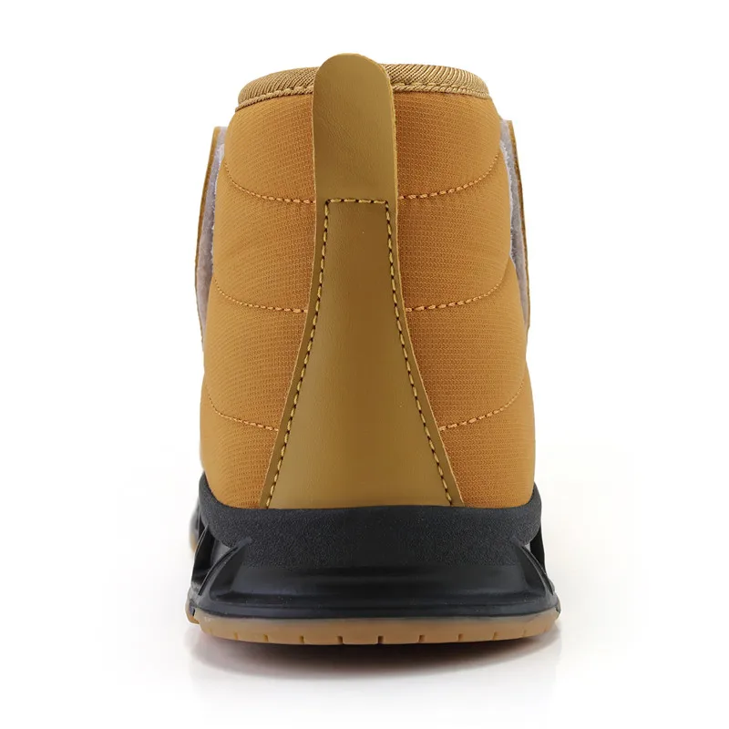 Мужские повседневные ботинки черные теплые для снега водонепроницаемая обувь