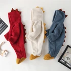 2020 зимние унисекс, для новорожденных Ползунки младенческой комбинезон с динозаврами теплая из Корал-флиса с запахом ног, одежда для детей от 0 до 9 месяцев, для малышей