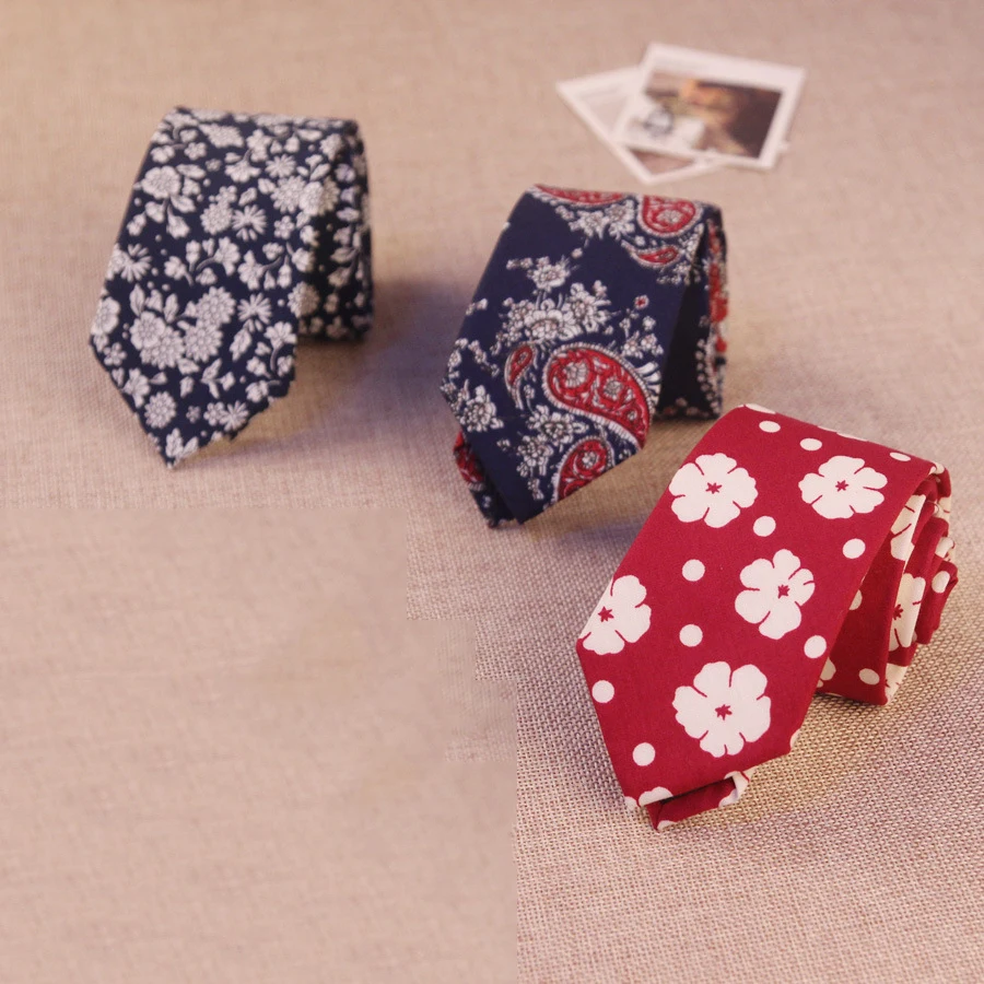 

6cm Floral Printed Neck Tie for Men Cotton Women Dress Wedding Butterfly Gift Bow Tie cravat Accessory