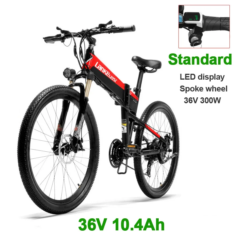 Red 36V 10.4Ah XT600 26 ''складной электровелосипед 21 Скорость горный велосипед 400W 12.8Ah сильный Мощность 5 уровней помощи педалированию Сенсор дольше выносливость - Цвет: Red 36V 10.4Ah