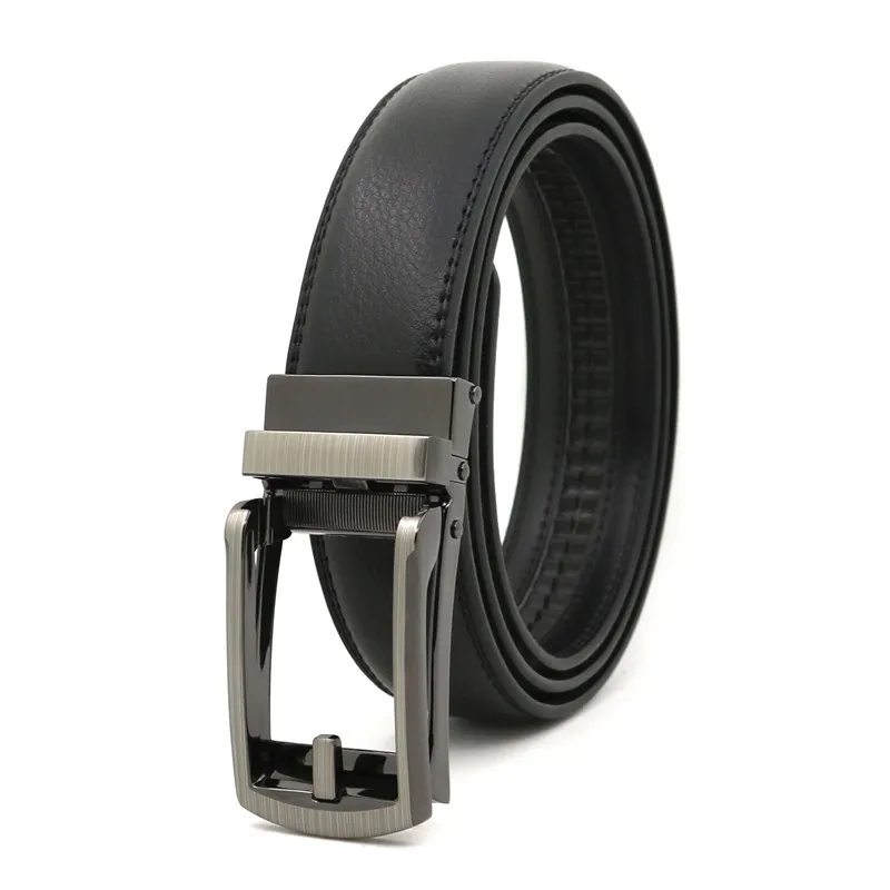 Men's Casual Korean Business pu Automatic Buckle Belt reverse pull Buckle Belt mechanical Pin Buckle Trousers