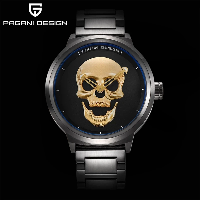 Reloj Hombre PAGANI DESIGN Top Brand Military Quartz Watches Men Luxury Retro Punk 3D Skull Watch Man waterproof wristwach 1362