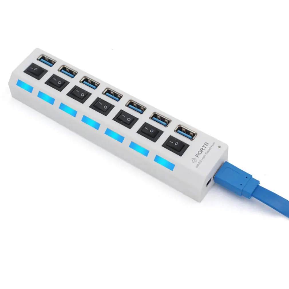 Usb-хаб Micro USB 3,0 концентратор разветвитель с адаптером питания USB 4/7 порт Hab высокоскоростной 5 Гбит/с USB разветвитель 3,0 концентратор для ПК Аксессуары