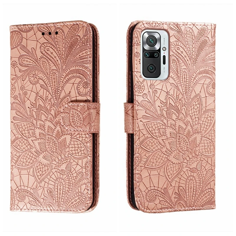 Машина для тиснения кружевной Чехол портмоне из кожи с откидной телефона Redmi Note 10