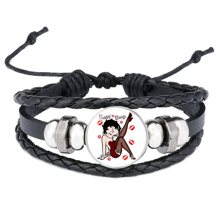 Новые браслеты Betty Boop Харадзюку милый кожаный браслет с мультяшным рисунком