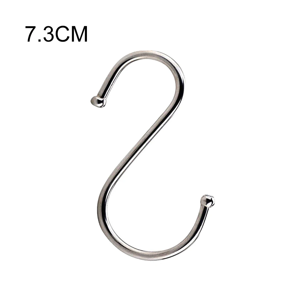 7.3cm Kitchen Hanging Hanger Closet Storage Holders Organizer Household Home Essential Useful New S Shaped Stainless Steel Hooks Clasp - Color: 7.3cm