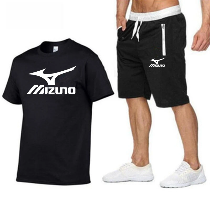 

2021 New Fashion Hot Sell Printed 100% Cotton T-Shirt Sportswear Fast Dry Sportswear Summer Short Sleeved Shorts Two-piece Set S