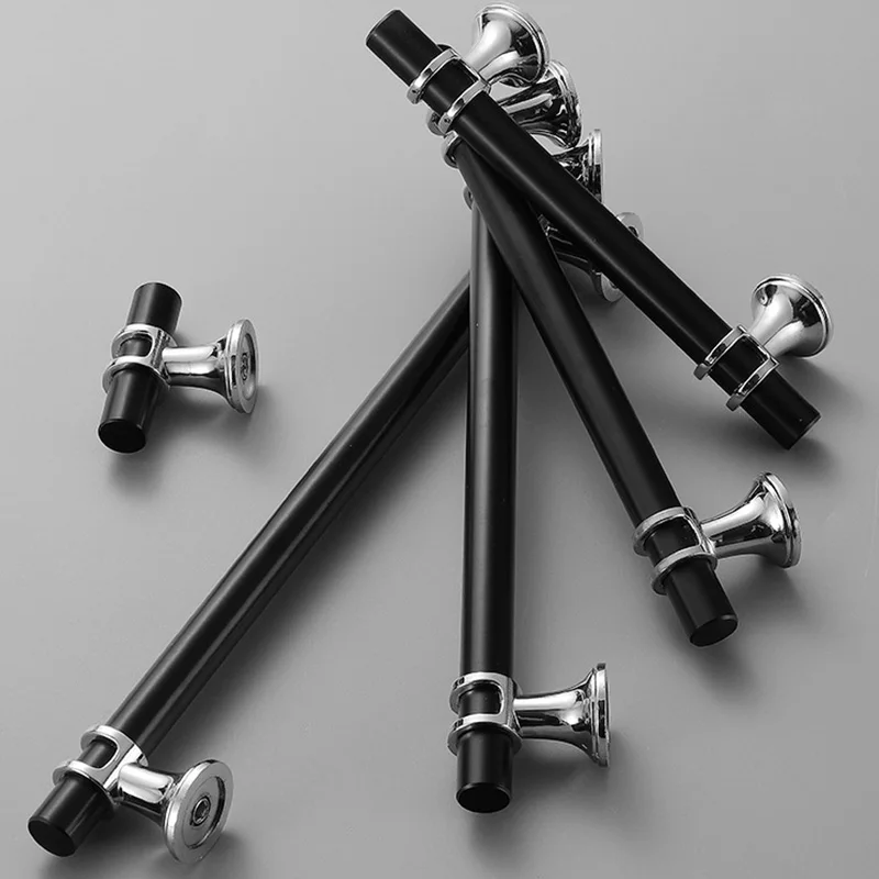 European Zinc Alloy Black Cabinet Handles Kitchen Furniture Cupboard Drawer Pulls Solid Knobs Door Hardware | Обустройство дома