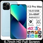 Смартфон Global I13 Pro Max, телефон с экраном 512 дюйма, Android 10, 16 ГБ, 6000 ГБ, Face 6,7 мАч, разблокировка 4G