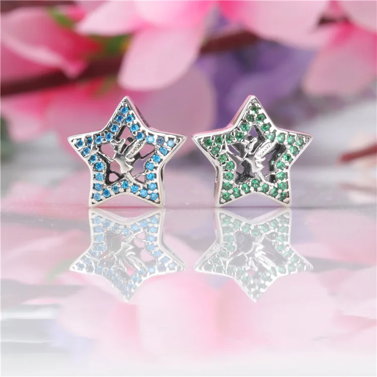 

Amas 100% Authentic 925 Sterling Silver Pentagram Hollow Tinkerbell Star Beads Fit Original Bracelet Necklace DIY Jewelry
