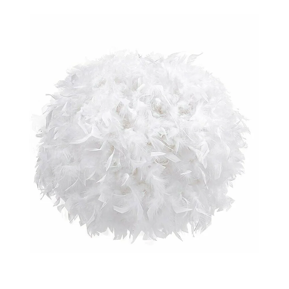 

35CM Romantic White Feather Shade Droplight Lamp Bedroom LED Ceiling White Light