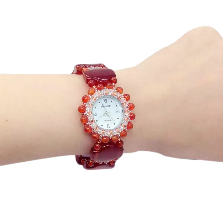 

CREATIVE VALENTINE'S DAY GIFT WATCH ROMANTIC GIFT FOR GIRLFRIEND AND WIFE RED AGATE WATCH