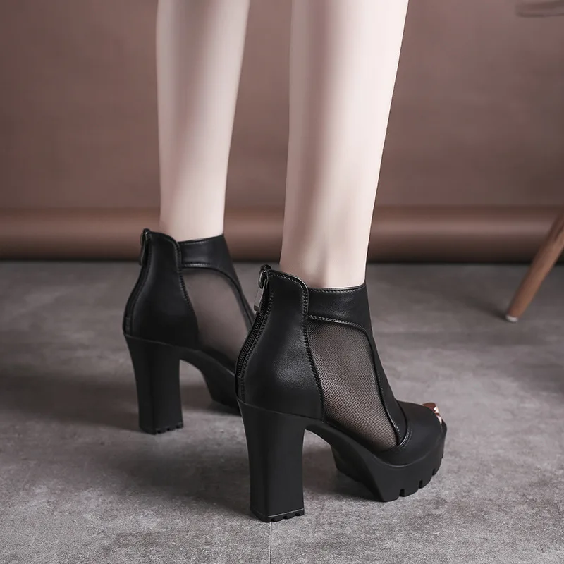 

hot2021 New Fish Mouth Square Heel Womens Sandals Breathable Hollow High Heels Mother Sandals High Heel Sandals