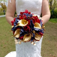 new arrival gold calla lilies bunch of flowers for wedding navy with wine poney bridesmaid bouquet