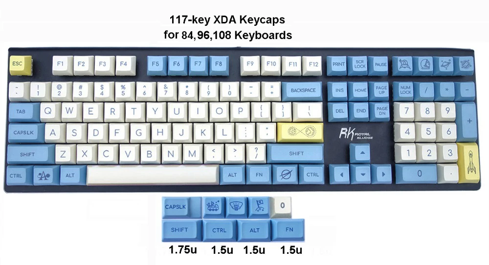 117-key XDA Keycaps PBT краситель-сублимация Топ Печать Новинка Keycaps для Cherry MX переключатели механических клавиатуры