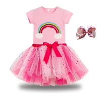 2021 new girls children summer unicorn tutu dress kids princess rainbow vestido girls birthday party dress fancy unicorn costume