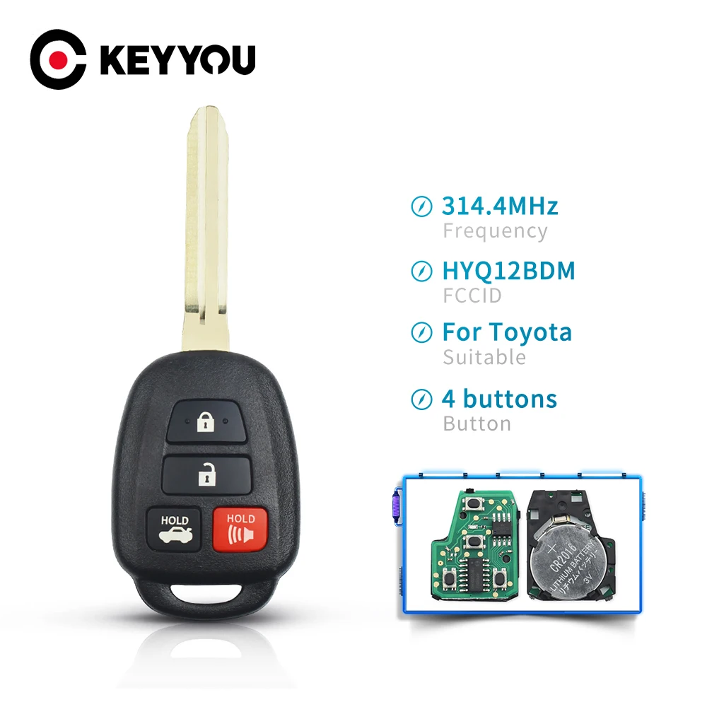 KEYYOU для Toyota Camry дополнительно Corolla 2012 2013 2014 2015 2016 2017 Fob 314 4 МГц HYQ12BDM G чип