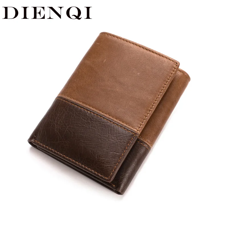 

DIENQI Rfid Blocking Cow Genuine Leather Men Wallets Money Bag Male Purse 2020 Coin Pocket Small Billfold Hand Wallet Card Walet