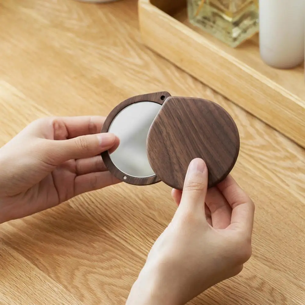 Старинное китайское ореховое дерево портативное зеркало для путешествий на