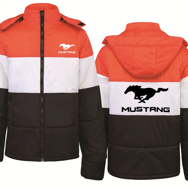 

NEW Men's Hoodie jacket MustangCar Logo Winter High Quality Cotton Plus velvet thickening Men's Zipper jacket Male Clothing