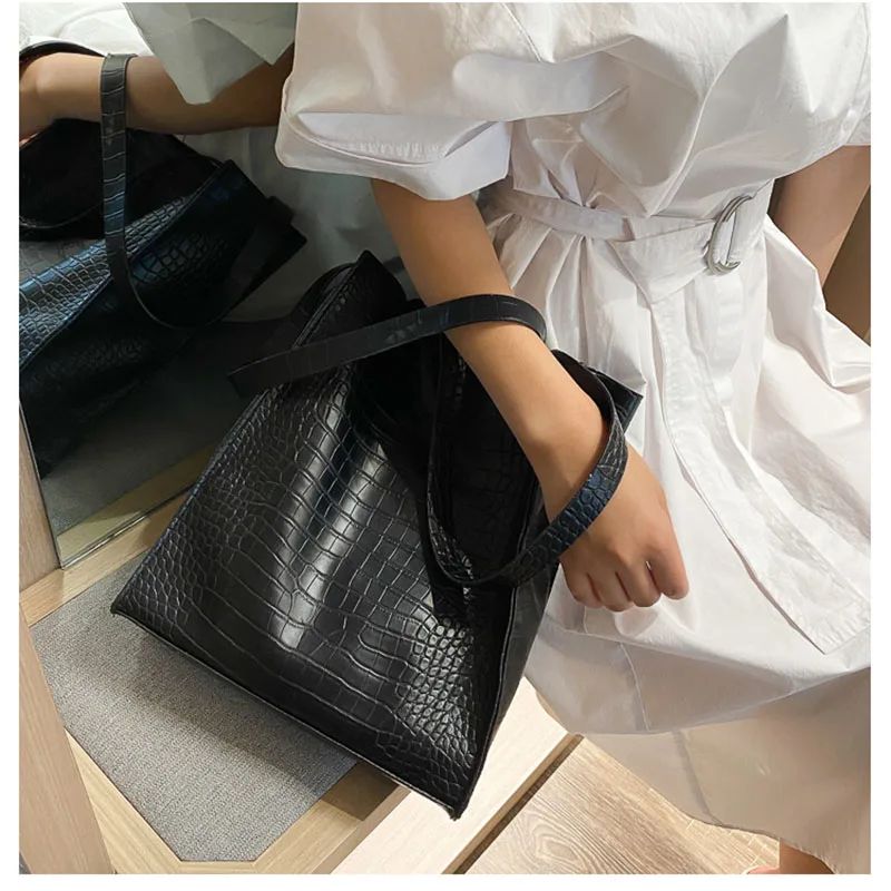 

Fashion Women Bags Casual Totes Bag New Alligator Leather Shoulder Handbags Wild Lady's Bag Large Capacity Shopper Totes
