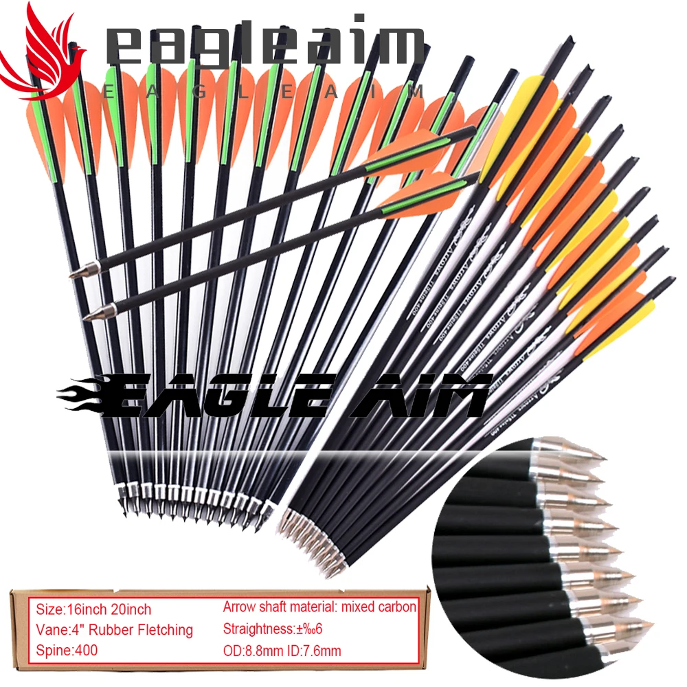 

Spot Wholesale 6/12PCS 16/20Inches Archery Carbon Arrows Spine 400 w 4"vane Crossbow Bolts For Outdoor Training Hunting Shooting