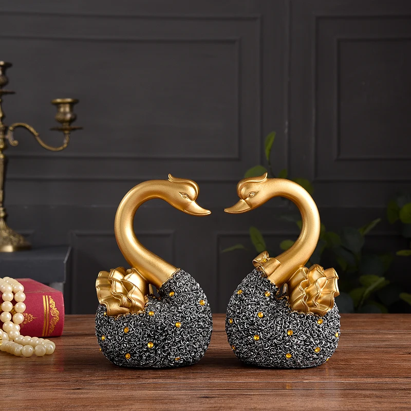 Европейский цвета розового золота Лебедь смолы украшения искусства дома