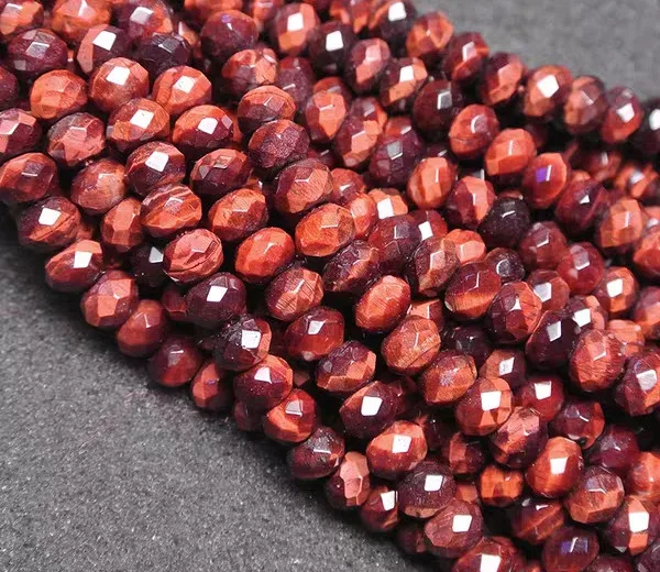 loose beads red tigereye roundel faceted 6/8/9mm nature for making jewelry necklace 14inch FPPJ wholesale | Украшения и