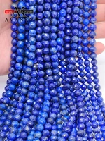 natural stone beads lapis lazuli round faceted loose for jewelry making diy bracelet earrings accessories 15 4681012mm