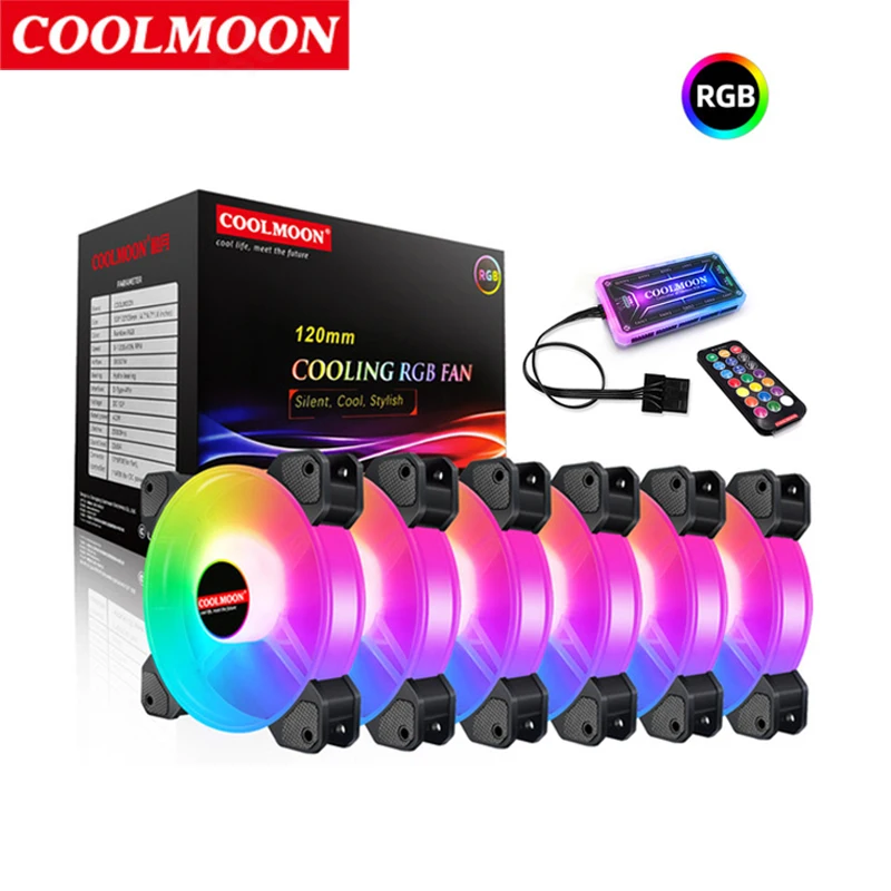 

Кулер Coolmoon для ПК, 120 мм, RGB, 6 контактов, с регулировкой скорости
