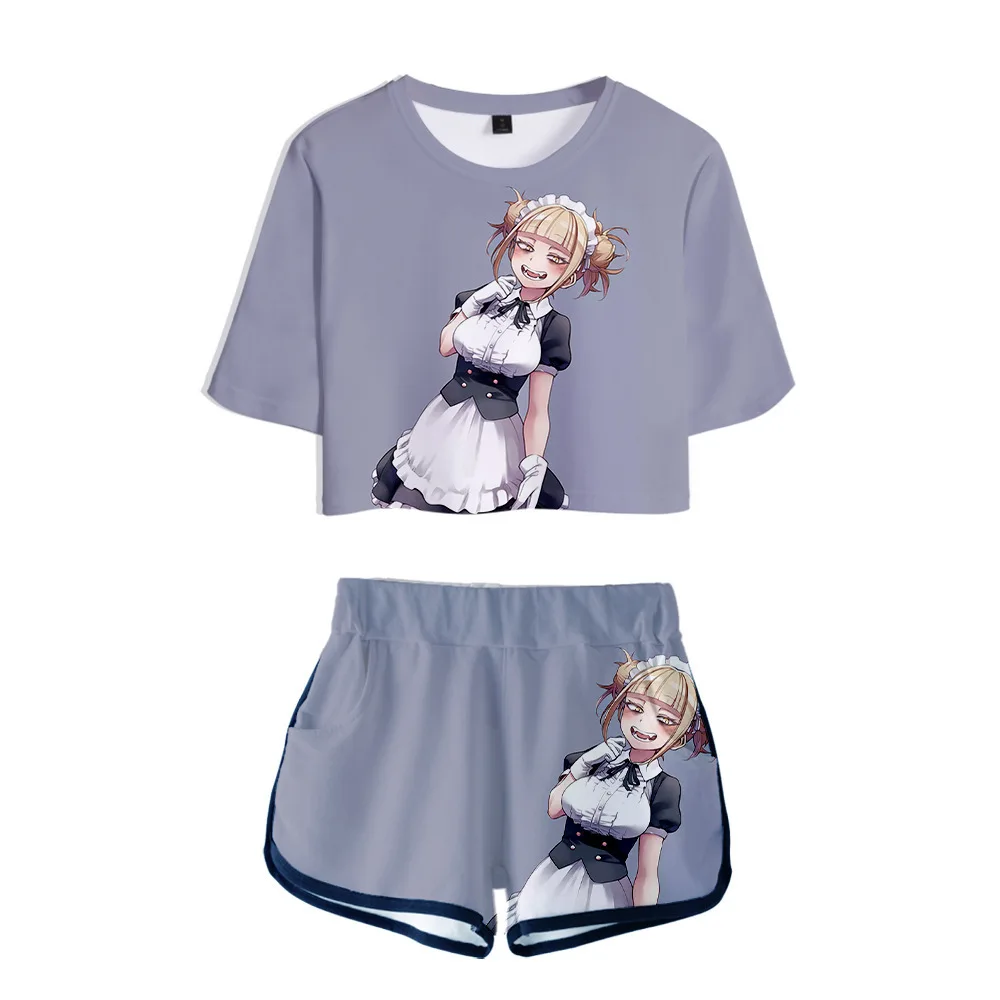 

2021 My Hero Academia Two Pieces Sets Women Fashion T-shirt+shorts Clothes Song Imported 3D Print Casual Short Sweet Sets