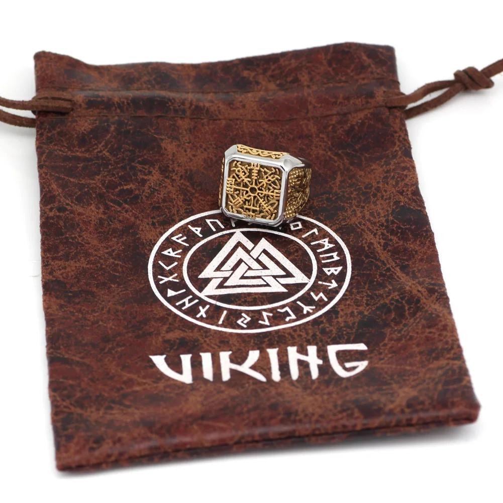 Мужское кольцо викингов из нержавеющей стали с подарочным мешком | Украшения и