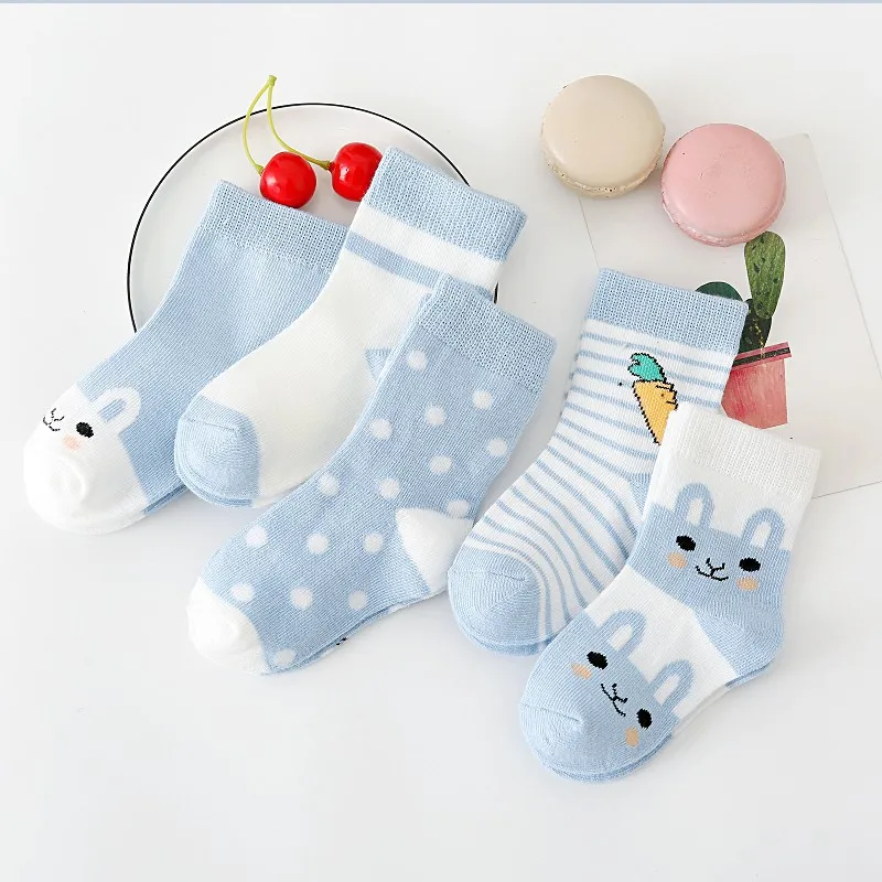 

5 Pairs/lot 0 To 9 Years Kids Soft Cotton Socks Boy Girl Baby Cute Cartoon Warm Stripe Dots Fashion School Socks Autumn Spring