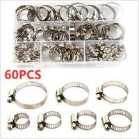 60pcs 8mm 38mm pipe hose clamps stainless steel hoop clamp automotive car fuel pipe tube clip hardware spring water plumbing