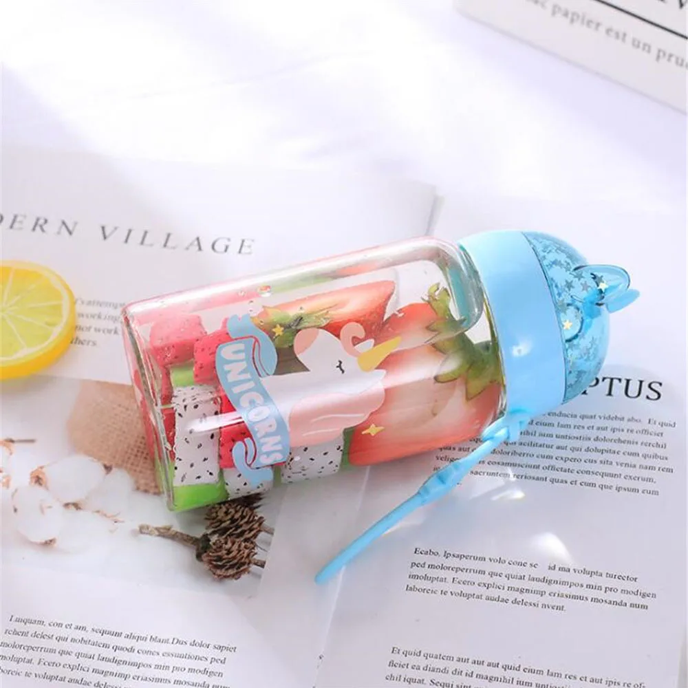 Мультяшная Радужная бутылка для воды прозрачная стеклянная чашка сока чая кофе