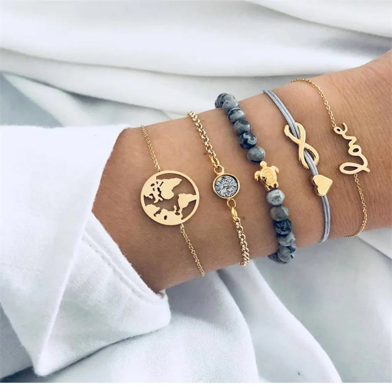 8 / 5 /4 шт./компл. женские богемные браслеты в стиле ретро Шестигранная звезда