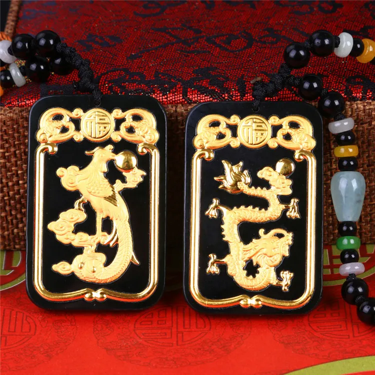 

LETSFUN Fine Jewelry 24K Gold Dragon Inlaid Wada Jade Pendant Rope Necklace Fashion Temperament Accessories Gifts Free Shipping