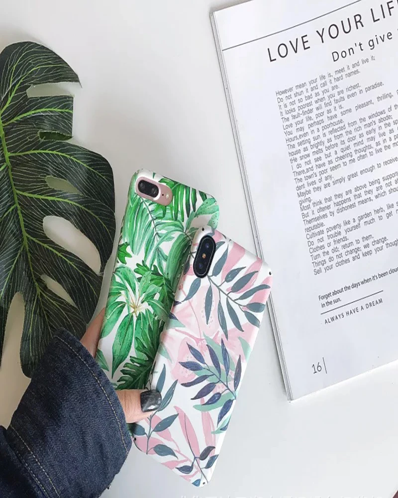 

Creative New Fresh Art Japanese and Korean Style Leaf Mobile Phone Case for Apple Pc All-Inclusive Water Sticker Mobile Phone Ha