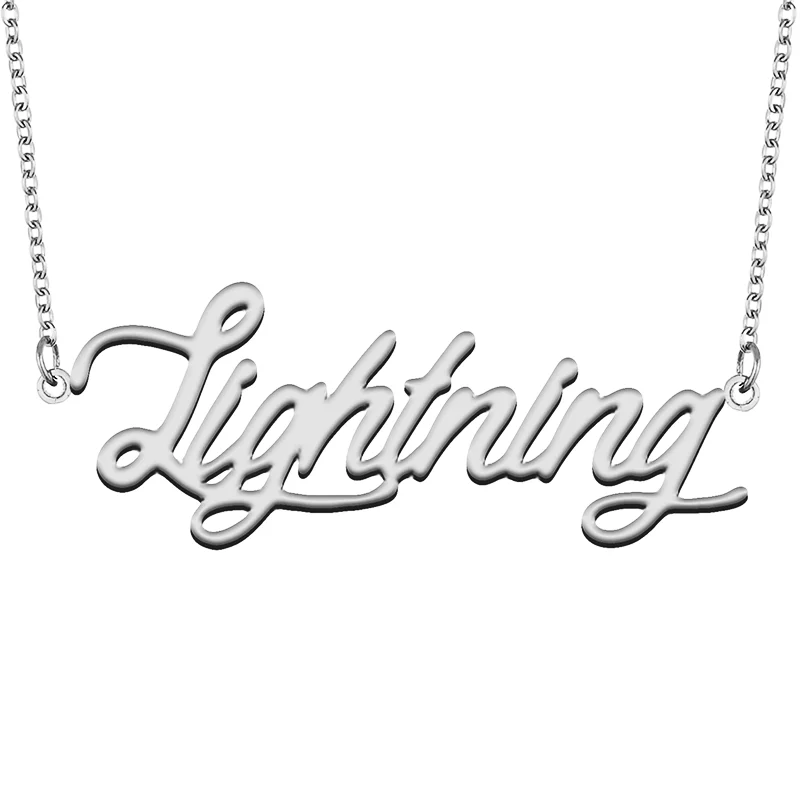 Lightning Custom Name Necklace Customized Pendant Choker Personalized Jewelry Gift for Women Girls Friend Christmas Present